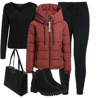 S podšívkou Outfit s Černá Pletený Legín/Bavlněné Legíny/Teplé Legíny/Legíny S podšívkou/Termo Kalhoty/Tréninková Kalhoty/Kožená bunda/Tregíny Only "Zimní look"