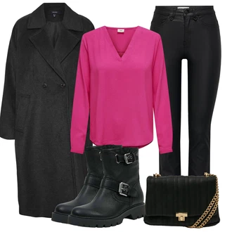 Motorka Outfit s Černá Kozačka Motorkářská Bota/Motorkářská bota Guess "Zimní look"Look: Motorka, Jízda na koni