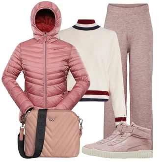 Trendový Outfit s Růžová Teniska Kožené Tenisky/Teniska teddy/Úzká Teniska/Zimní Tenisky Puma "Zimní look"Look: Klasické, Ležérní, Trendový, Streetwear, Estetika, Safari, Sportovní