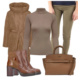 Outfity na zimu Short sleeves s Hnědá/Béžová Taška Přes Rameno/Obchodní Taška/Brašna/Pánská taška/Kancelářská Taška/Taška Calvin Klein "Zimní look"