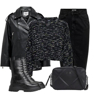 Oblečení se sukní Egirl s Černá Pepe Jeans "Zimní look"Look: Trendový, S Mokrým Vzhledem, Egirl, Metal, Unisex, Šik, Moderní, Lak, Váhy