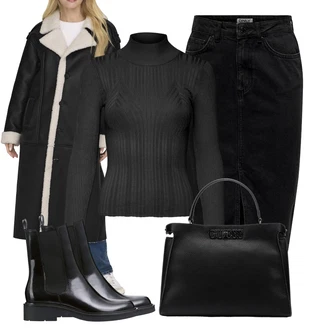 Oblečení se sukní Zima s Černá/Žlutá Only, Černá Only "Zimní look"