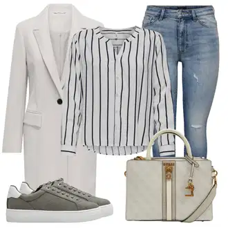 Outfity na zimu Pruhovaný s Šedá Only "Zimní look"
