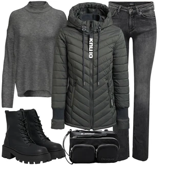 Outfity na zimu Grunge s Černá Only "Zimní look"Look: Lak, Metal, Grunge, Trendový, Váhy, Techno, Estetika