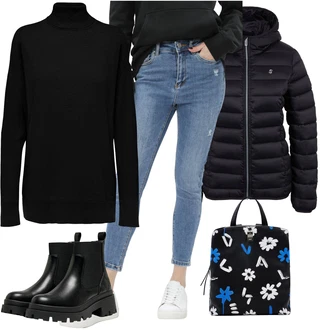 Outfity na zimu Květovaný s Černá/Modrá/Tmavě modrá/Krémová/Bílá Kancelářská Taška/Plážová taška/Taška/Plstěná taška/Taška Na Rameno/Malá Taška/Obchodní Taška/Látková taška/Taška Na Notebook/Shopper taška Desigual "Zimní look"