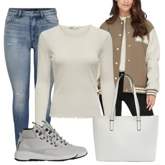 Outfity na zimu Pruhovaný s Šedá Only "Zimní look"