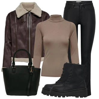 Outfity na zimu Grunge s Černá Only "Zimní look"Look: Lak, Metal, Grunge, Trendový, Váhy, Techno, Estetika