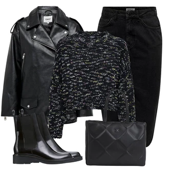 Oblečení se sukní Zima s Černá/Žlutá Only "Zimní look"