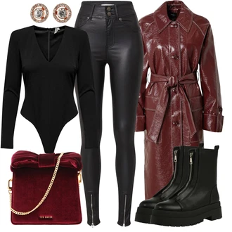 S řetízkem Outfit s Černá Chelsea Boty/Bota na Platformě/Plochá Kotníková Bota/Motorkářská bota/Teniska Tenisky s Bočním Zipem/Kozačka se zipem About You "Zimní look"
