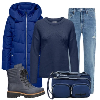 Outfity na zimu s Modrá/Světle modrá Zkrácené Džíny/Džíny s Dírou/Mom Jean/Džíny s Rozparkem/Girlfriend Džíny/Vintage džíny/Boyfriend Džínové kalhoty/Dad Džíny Tommy Hilfiger "Zimní look"