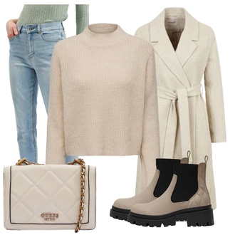 Outfity s boyfriend džínami Ležérní s Světle modrá/Modrá orsay "Zimní look"Look: Egirl, Francouzské, Elegantní, Ležérní, Cool, Chytrý příležitostný, Mom, 90tá léta