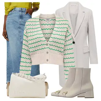 Outfity na zimu Pruhovaný s Šedá Only "Zimní look"