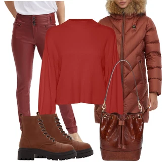 se suchým zipem Outfit s Červená elega "Zimní look"