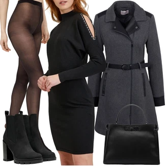 Outfity na zimu Dlouhé s Černá/Růžová/Bílá Taška Přes Rameno/Kancelářská Taška/Taška/Brašna/Obchodní Taška Guess "Zimní outfit pro volný čas"