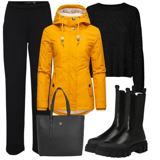 Outfit s Žlutá Trekingová bunda/Ripstop bunda/Funkční Bunda/Plachtařská bunda/Nepromokavé Bund/Outdoorové Bundy/Turistická bunda Ragwear "Zimní outfity"