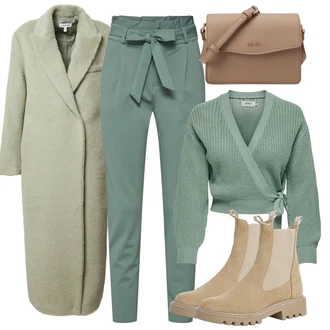 Outfity na zimu s Zelená/Světle zelená/Světle modrá Pletenina veľkej veľkosti Only "Zimní outfity"