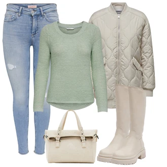 Outfity s botami GoGo s Světle modrá/Modrá Only "Zimní outfity"Look: Trendový, Měkká dívka, Sportovní, Bezešvé, Egirl, GoGo