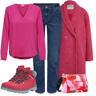 Outfity na zimu Rovná noha Džínovina s Fialová/Modrá/Světle modrá Pieces "Zimní outfity"