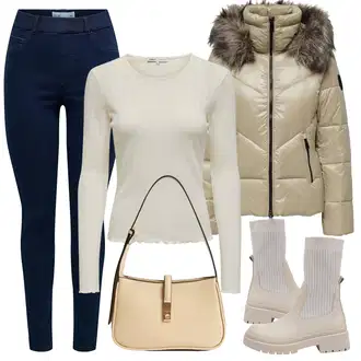 Outfity na zimu Pruhovaný s Šedá Only "Zimní outfity"