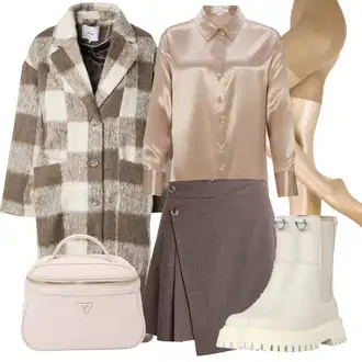 Lehké Outfit s Béžová/Hnědá/Bílá/Khaki Chelsea Boty/Gumová Kotníková Bota/Kožená bunda/Plochá Kotníková Bota Bronx "Zimní outfity"