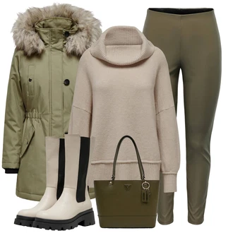 Zima Outfit s Zelená/Béžová/Hnědá/Khaki/Tmavě zelená Parka Přechodová Bund/Bundeswehr Parka/Zimní Parka Only "Zimní outfity"