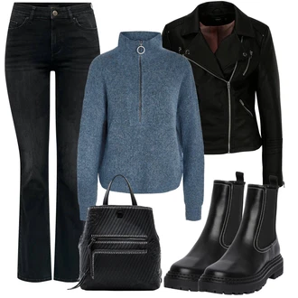 Outfity na zimu Džínovina s Černá/Bílá/Hnědá Only "Zimní outfity"