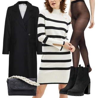 Outfit s Bílá/Fialová/Červená/Hnědá Svetrové Šaty/Dlouhé pletené šaty/Zimní Pletené Šaty/Šaty S Rolákem orsay "Zimní outfity"