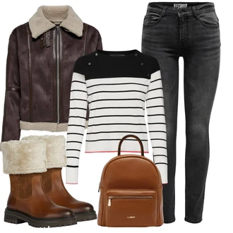 Respira Outfit s Hnědá/Béžová Kozačka Kotníková Bota s Podšívkou/Ovčí Kožešinová Bota/Vycpaná Kozačka/Bota se širokým nohavici/Zimní kotníková bota/Zimní Kozačka z jehněčí kůže/Zimní bota Geox "Zimní outfity"