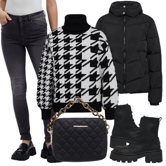 Outfity na zimu Grunge s Černá Only "Zimní outfity"Look: Lak, Metal, Grunge, Trendový, Váhy, Techno, Estetika