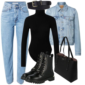 Outfity na zimu s Světle modrá Mom Jean/Vintage džíny/Dad Džíny/Zužující se Džíny/High Waist Džínové Kalhoty/Boyfriend Džínové kalhoty/Girlfriend Džíny levi's ® "Zimní outfity"