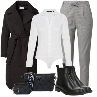 Outfit s Černá Kozačka Chelsea Boty/Plochá Kotníková Bota/Kožená bunda Vagabond Shoemakers "Zimní outfity"