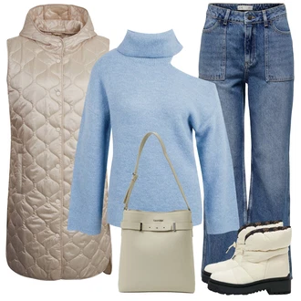 Outfit s Bílá/Béžová/Khaki Kozačka Boty do Sněhu/Zimní bota/Zimní Kozačka z jehněčí kůže/Vycpaná Kozačka/Zimní tenisky/Zimní kotníková bota Guess "Zimní outfity"