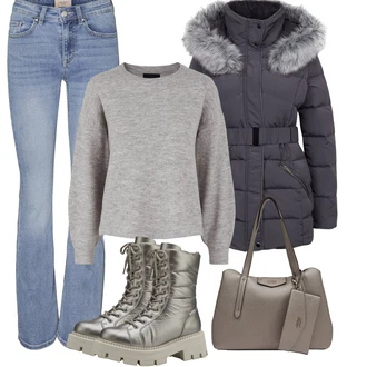 Flared Outfit s Šedá VERO MODA "Zimní outfity"