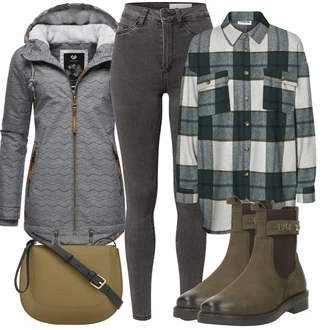 Kůže Hunting Outfit s Tmavě zelená Chelsea Boty/Kožená bunda/Plochá Kotníková Bota/Kožená kotníková bota/Kotníková Bota s Podšívkou/Jezdecká Bota/Gumová Kotníková Bota tt. bagatt "Zimní outfity"Look: Hunting, Jízda na koni