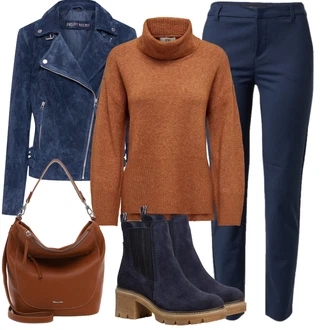 Outfity pro baculky Elegantní s Hnědá/Oranžová Taška Přes Rameno/Brašna/Taška/Sportovní Taška Přes Rameno Tamaris "Zimní outfity"Look: Vintage, Elegantní, Italský, Nadrozměrné, Retro, Boho, Šik, Klasické, Western, Rockový