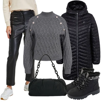 Gotický Outfit s Černá/Červená Taška Přes Rameno/Bagetová taška/Nafouknutá taška/Taška/Sportovní Taška Přes Rameno Calvin Klein "Zimní outfity"Look: Lak, Klasické, Nadrozměrné, Šik, Skromné, Elegantní, Egirl, Estetika, Fancy, Moderní, Gotický