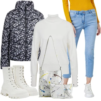 Outfity na zimu Rovná noha Džínovina s Světle modrá/Modrá orsay "Zimní outfity"