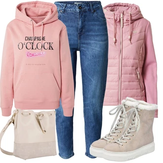 Outfity na zimu s Modrá/Světle modrá/Tmavě modrá Mom Jean/Capri Džíny/Navlékací džíny/Dámské Džíny s Délkou 7/8/Boyfriend Džínové kalhoty/High Waist Džínové Kalhoty/Zimní bunda/Girlfriend Džíny/Zužující se Džíny/Kotníková Bota/Zkrácené Džíny Mustang "Zimní outfity"