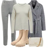 Outfity s béžovými nadrozměrnými gumovými kotníkovými botami image