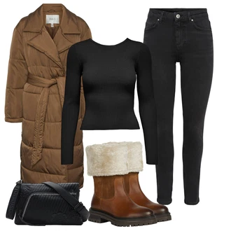 Respira Outfit s Hnědá/Béžová Kozačka Kotníková Bota s Podšívkou/Ovčí Kožešinová Bota/Vycpaná Kozačka/Bota se širokým nohavici/Zimní kotníková bota/Zimní Kozačka z jehněčí kůže/Zimní bota Geox "Zimní outfity"