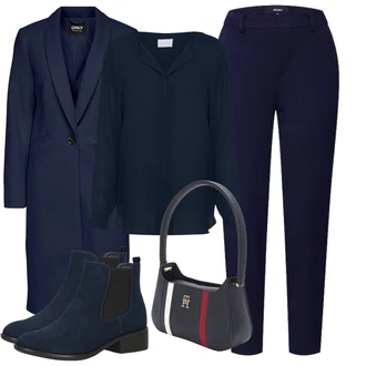 Outfit s Tmavě modrá Kožená bunda pro muže/Hedvábná Halenka/Businessová Halenka/Jednobarevná Halenka/Halenka s Dlouhým Rukávem/Halenkové Body/Žehlení odolná blůza/Slip-on Halenka/Blůza s knoflíčkem/Halenka se Stojatým Límcem Vila "Zimní outfity"