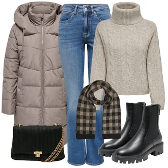 Outfity na zimu s Černá/Tmavě zelená/Bílá Taška Přes Rameno/Brašna/Klasická Taška Přes Rameno/Bagetová taška/Malá Taška/Sportovní Taška Přes Rameno orsay "Zimní outfity"