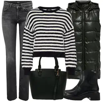Outfity na zimu Pruhovaný s Šedá Only "Zimní outfity"