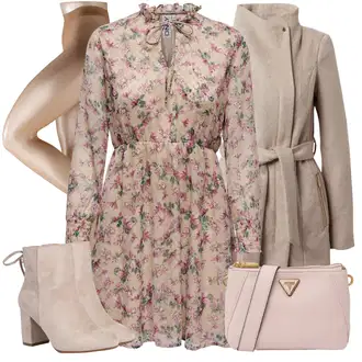 Outfit sa Smeđa/Ljubičasta/Narandžasta Bluza I Tunika/Bluza Haljina/Cvjetna Haljina/Košulja haljina/Haljina S Printom/Haljina tunika Only "Zimski outfit"
