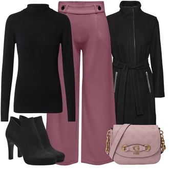 Outfit sa Crna/Tamnosiva Zimski Kaput Vuneni kaput/Scuba Kaput/Kaput od Kašmira/Kaput s Patentnim Zatvaračem/Midi Kaput/Kaput od Vunenog Flisa VERO MODA "Zimski outfit"