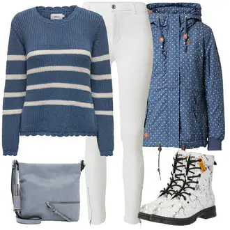Kombinacije od trapera Zima sa TamnoPlava/SvjetloPlava/Plava Jakna/Parka velike veličine Ragwear "Zimski outfit"