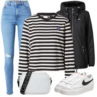 Kombinacije za zimu Vjenčanje Nevesta sa Plava/Srebro/Svjetlosiva/Bijela/Crvena Kožna tenisica/Tenisica s platformom/Vintage tenisica/Skate cipela/Niska Tenisica/Ljetna tenisica Nike Sportswear "Zimski outfit"Look: Vjenčanje, Koncer, Škola