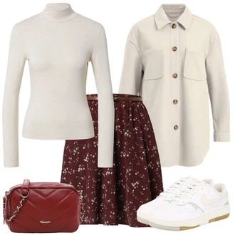 Kombinacije za festival sa Crvena/Vinski Crveno/Ljubičasta/Smeđa/Tamnocrvena Suknja About You "Zimski outfit"