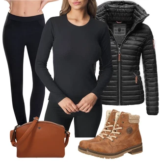 Outfit sa Smeđa/Bež Čizmica Gležnjača na Vezanje/Podstavljena čizma/Klasična čizmica/Zimska Čizma/Cipela za Trekking/Podstavljena Gležnjača/Zimska gležnjača/Zimska cipela Rieker "Zimski outfit"
