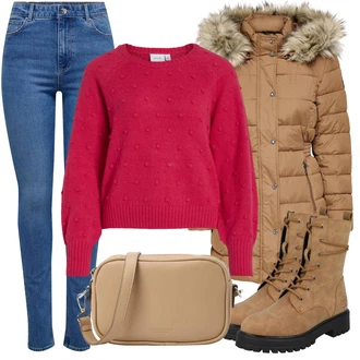 Outfits with brown boots "Zimski videz"